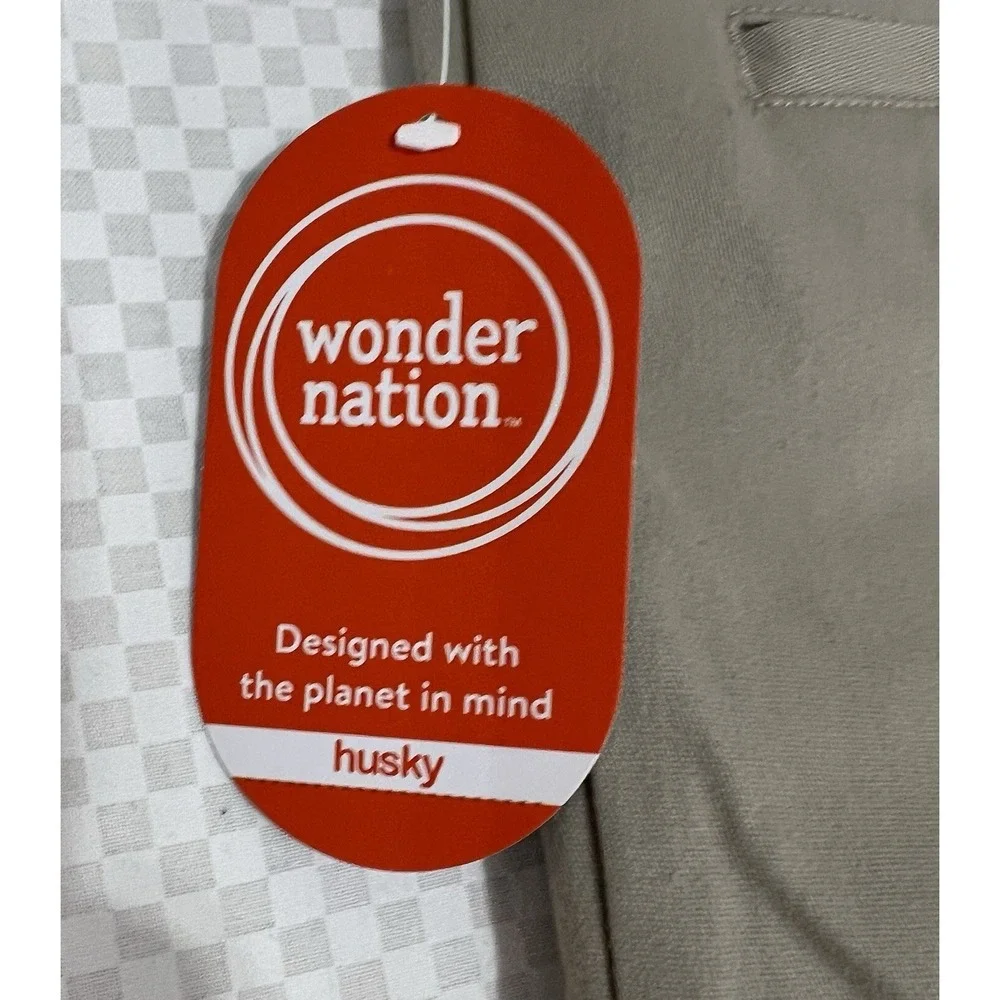 Wonder Nation School Uniform Chino Pants Boys Khaki Stretch Husky Size 10 - Picture 4 of 12